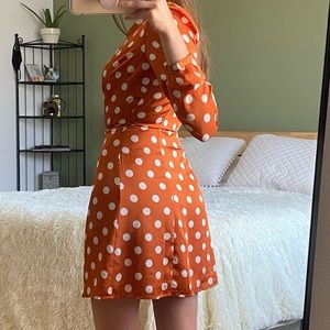 Vintage Orange Polka Dot Dress
